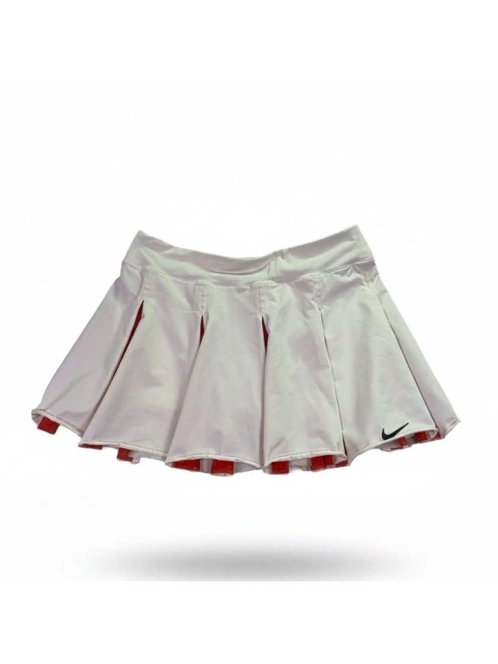 Nike Womens White Tennis Skirt Red Accents Dri-Fit Pleated Athletic Sz XS